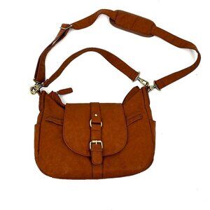 KELLY MOORE Brown Vegan Leather Shoulder Cross Body Large Hobo Camera Bag